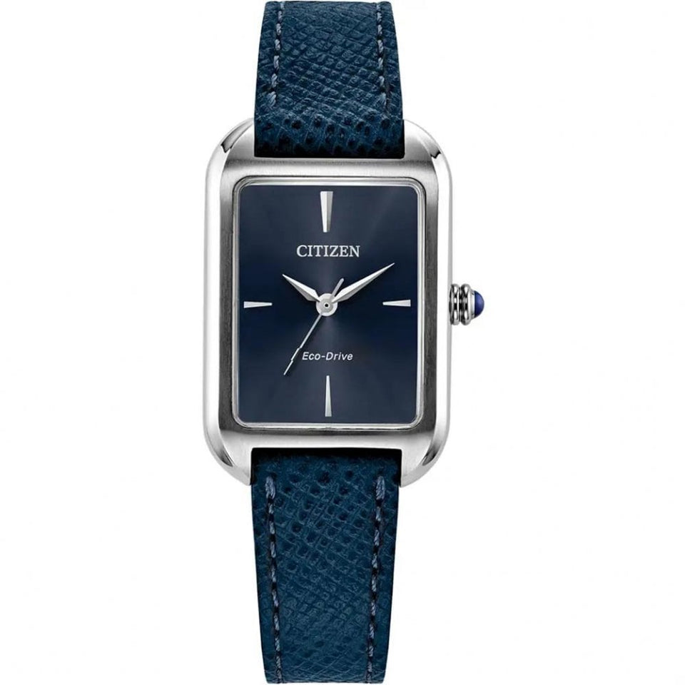 Citizen Ladies Classic Blue Dial Leather Strap Watch