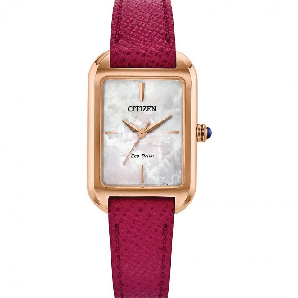 Citizen Ladies Classic Mother Of Pearl Pink Leather Strap Watch