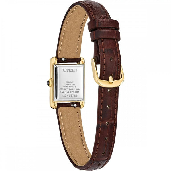 Citizen Ladies Fio Roma Gold Tone Brown Leather Strap Watch