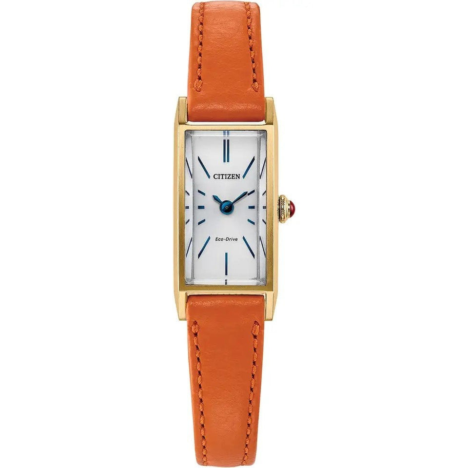Citizen Ladies Fio White Dial Orange Leather Strap Watch