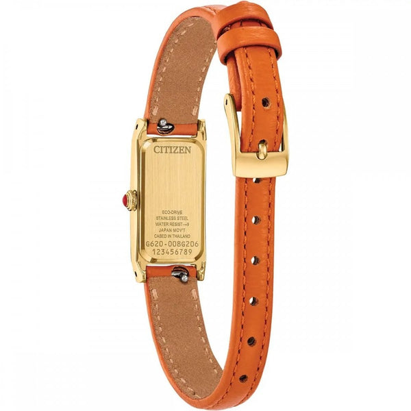 Citizen Ladies Fio White Dial Orange Leather Strap Watch