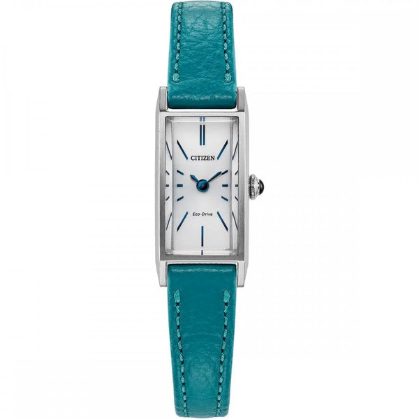 Citizen Ladies Fio White Dial Teal Leather Strap Watch