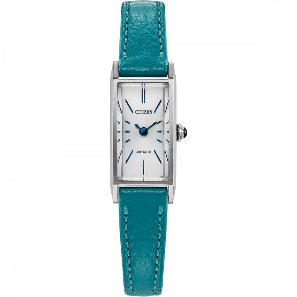 Citizen Ladies Fio White Dial Teal Leather Strap Watch