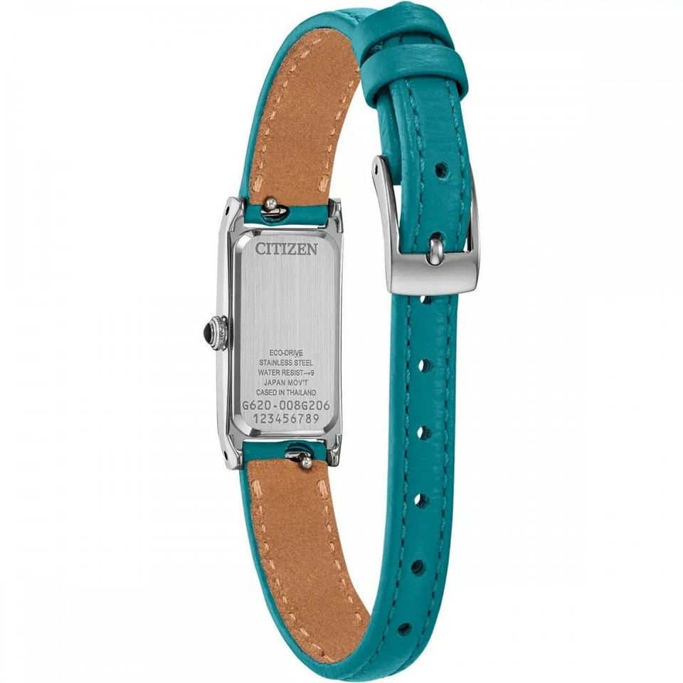 Citizen Ladies Fio White Dial Teal Leather Strap Watch
