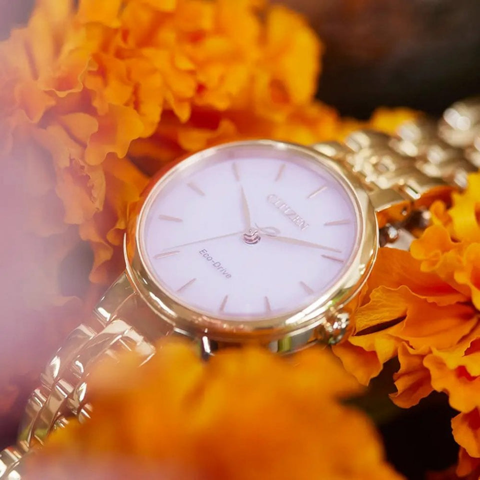 Citizen Ladies L Silhouette Pink Dial Rose Gold Toned Bracelet Watch
