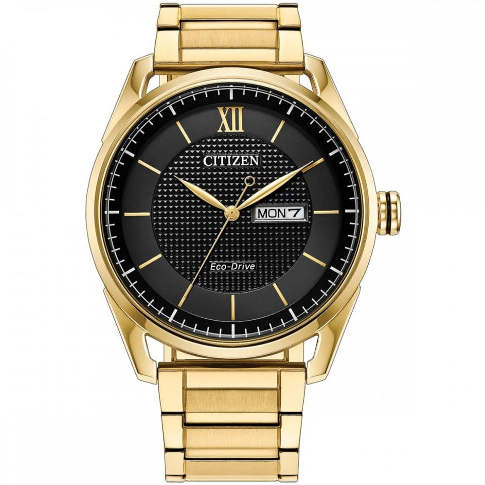 Citizen Men's Black Dial Gold Tone Plated Bracelet Watch
