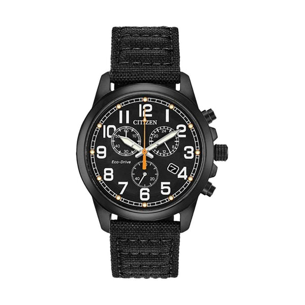 Citizen Men's Eco Drive Military Black Fabric Strap Watch