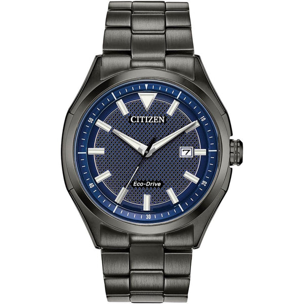 Citizen Men's Grey Ion Plated Blue Dial Bracelet Watch