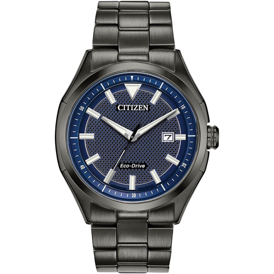 Citizen Men's Grey Ion Plated Blue Dial Bracelet Watch