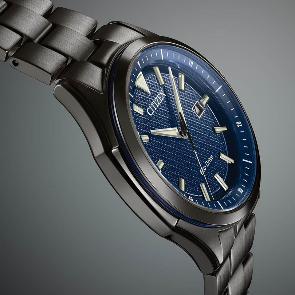 Citizen Men's Grey Ion Plated Blue Dial Bracelet Watch