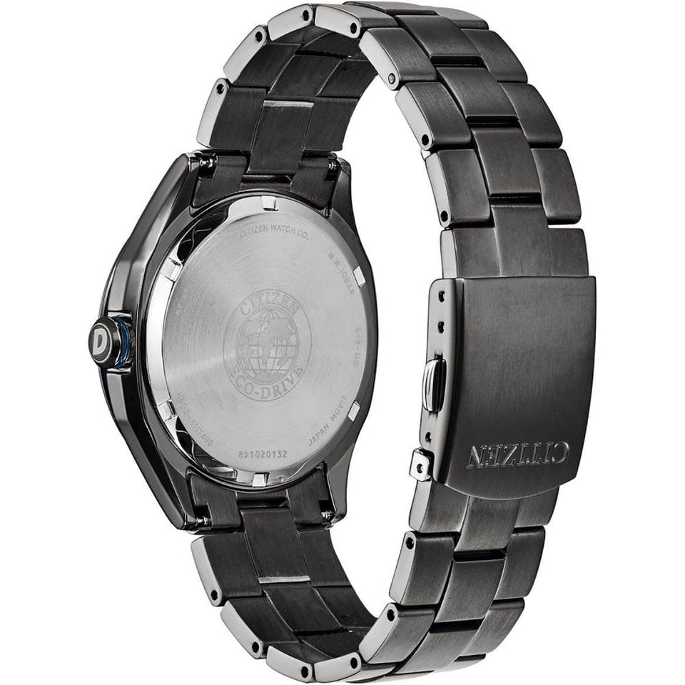 Citizen Men's Grey Ion Plated Blue Dial Bracelet Watch
