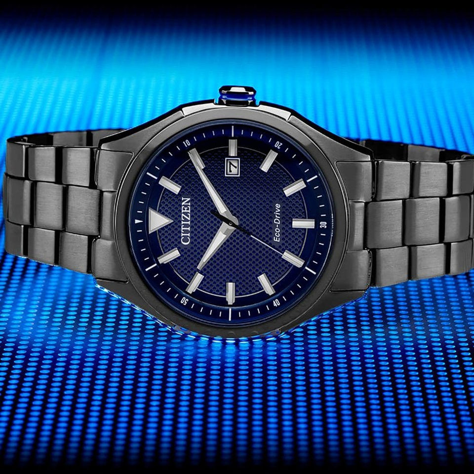 Citizen Men's Grey Ion Plated Blue Dial Bracelet Watch