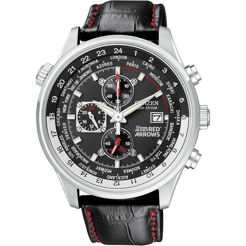 Citizen Men's Red Arrows Black Leather Chronograph Watch
