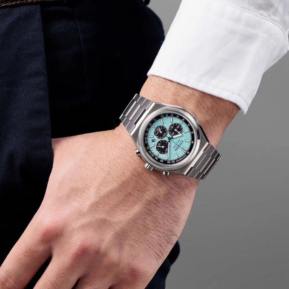 Citizen Men's Zenshin Textured Blue Dial Chronograph Watch