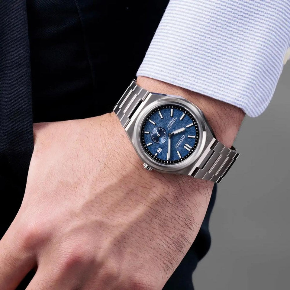 Citizen Men's Zenshin Textured Blue Dial Titanium Watch