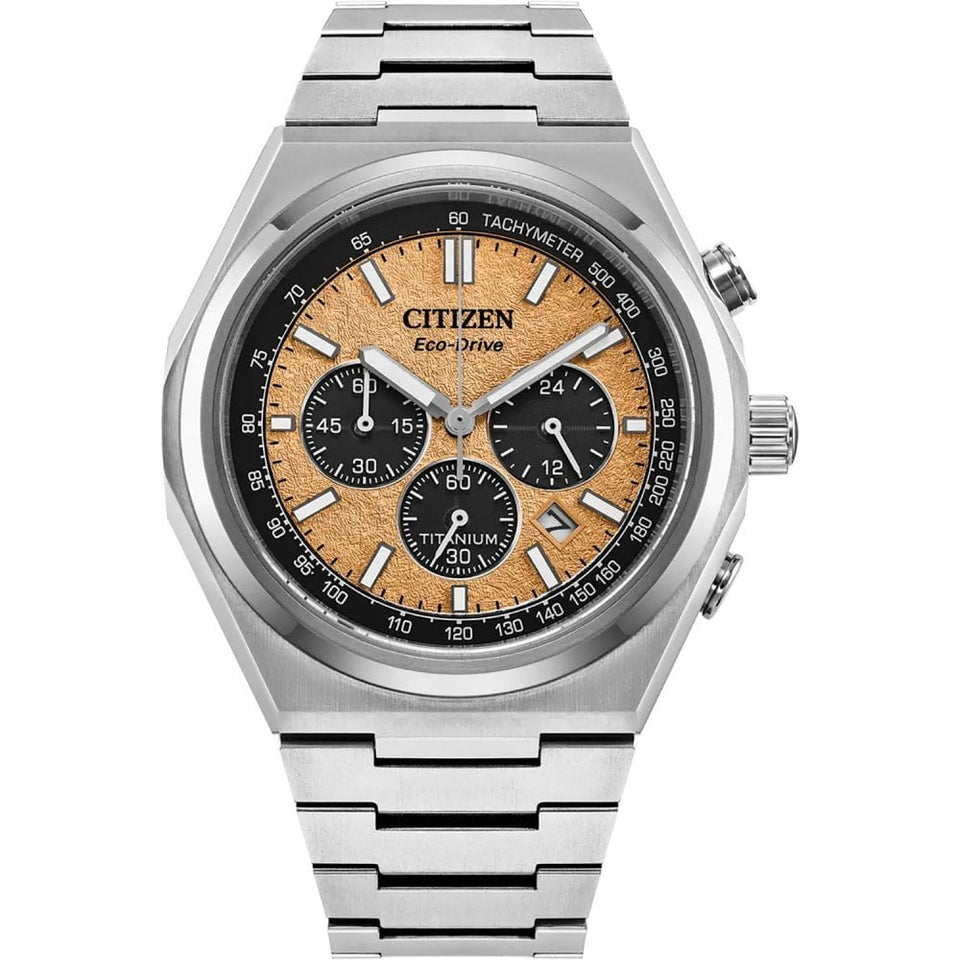 Citizen Men's Zenshin Textured Salmon Dial Chronograph Watch