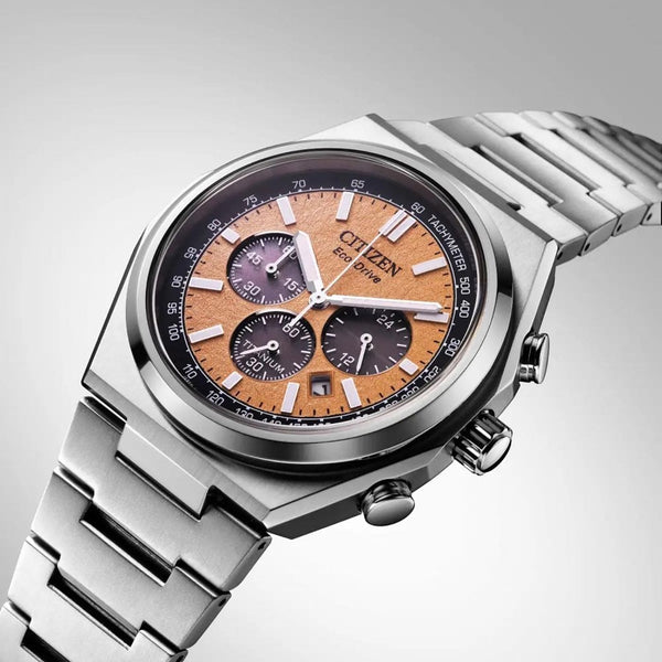Citizen Men's Zenshin Textured Salmon Dial Chronograph Watch