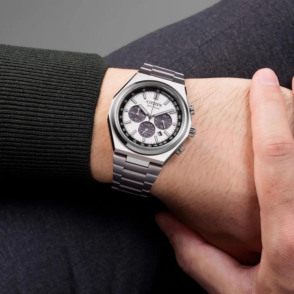 Citizen Men's Zenshin Textured White Dial Chronograph Watch