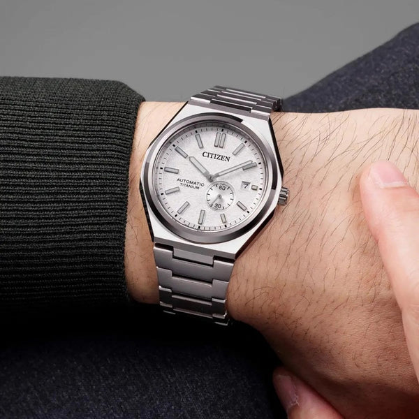 Citizen Men's Zenshin Textured White Dial Titanium Watch