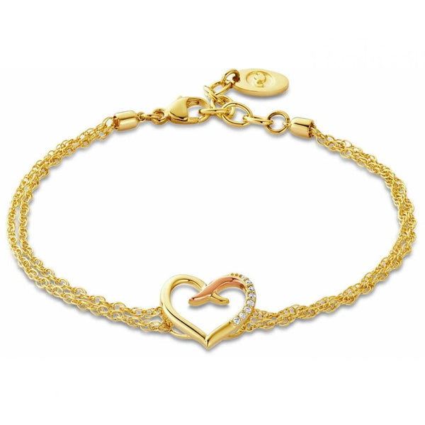 Clogau Forever Yours 9ct Solid Gold Kiss Double-Chain Bracelet with Diamonds