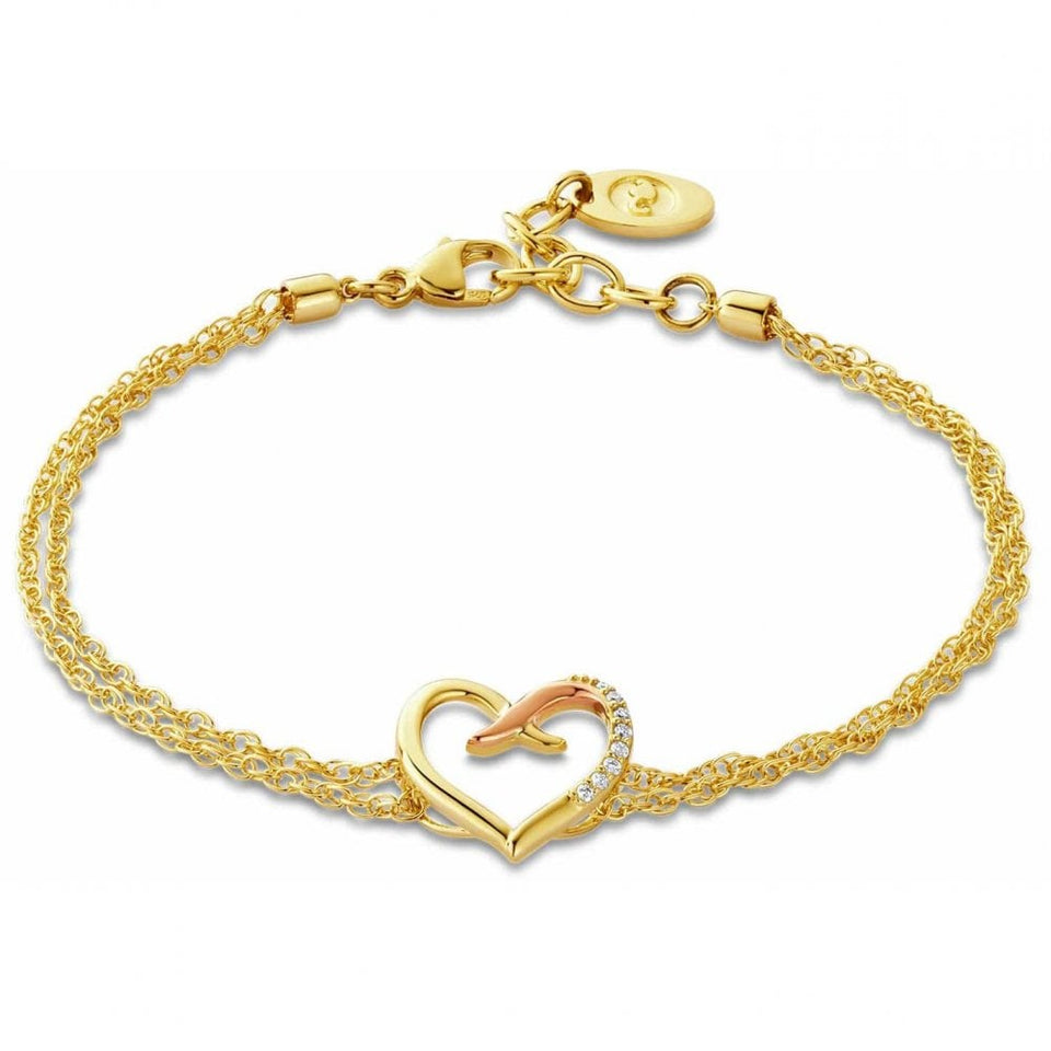 Clogau Forever Yours 9ct Solid Gold Kiss Double-Chain Bracelet with Diamonds