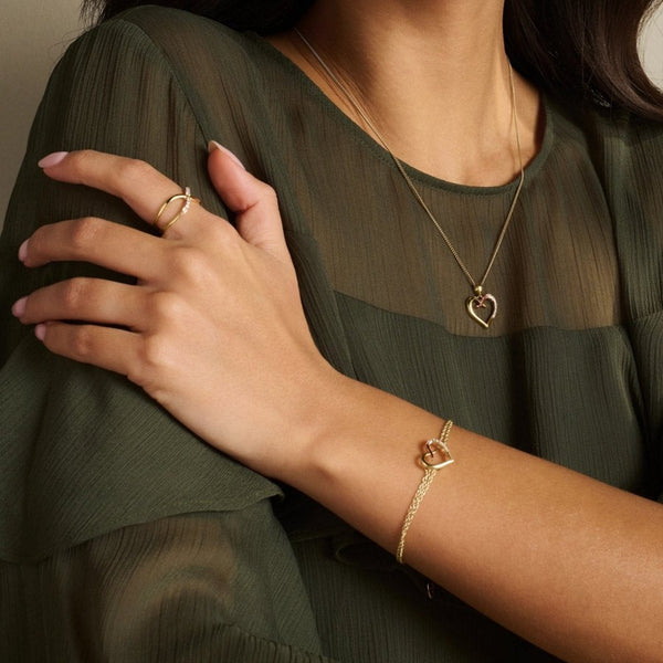 Clogau Forever Yours 9ct Solid Gold Kiss Double-Chain Bracelet with Diamonds
