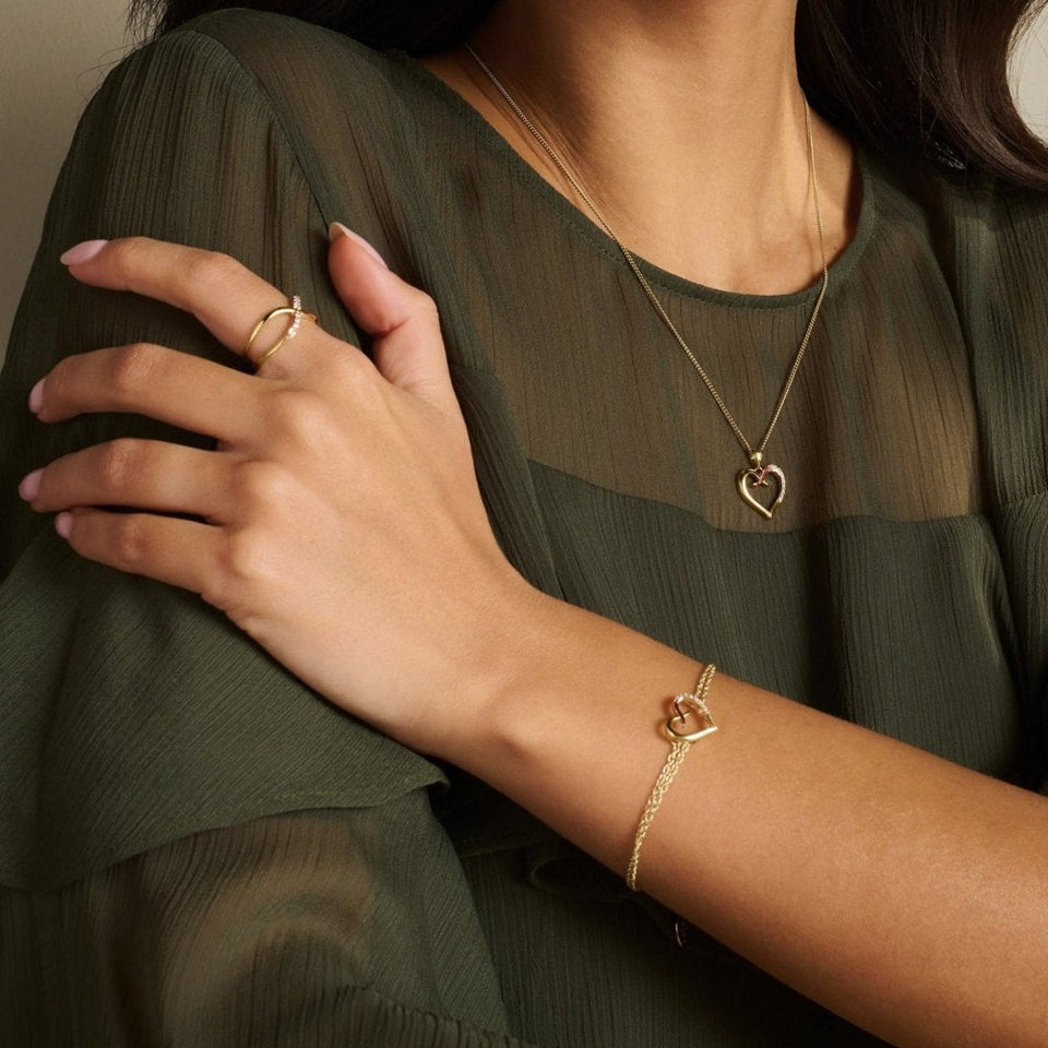 Clogau Forever Yours 9ct Solid Gold Kiss Double-Chain Bracelet with Diamonds
