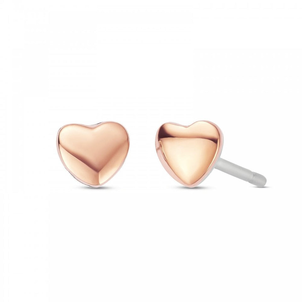Clogau Forever Yours Sterling Silver & 9ct Rose Gold Love Heart Stud Earrings