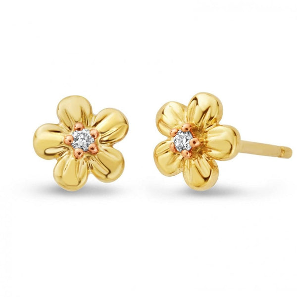 Clogau Ladies 9ct Yellow Gold Diamond Set Forget me Knot Earrings
