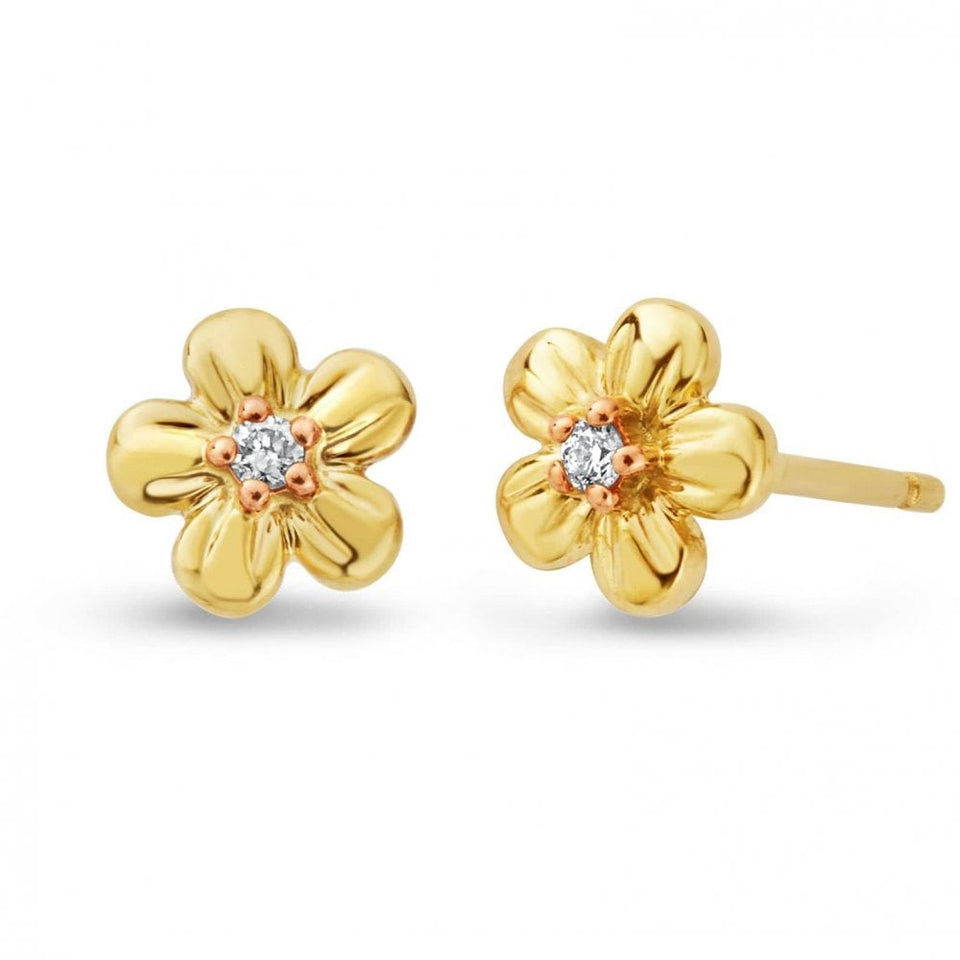 Clogau Ladies 9ct Yellow Gold Diamond Set Forget me Knot Earrings