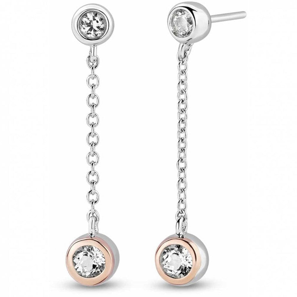 Clogau Ladies Celebration Silver Topaz Drop Chain Earrings