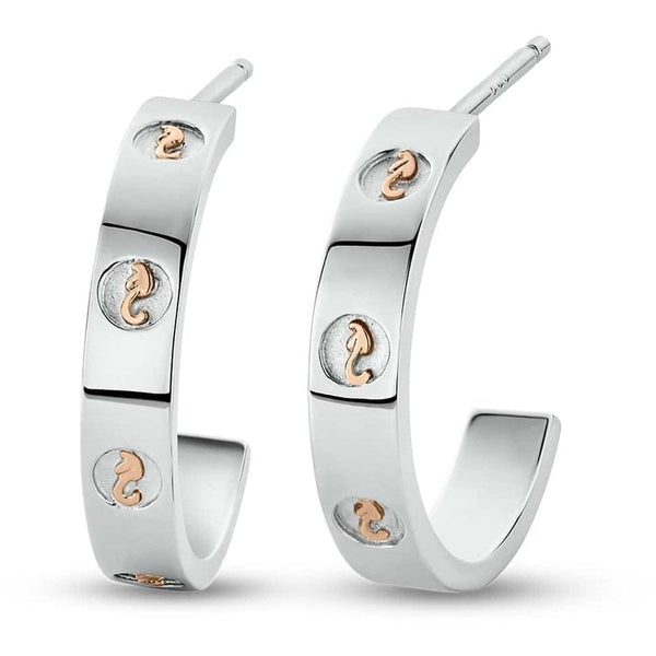 Clogau Ladies Insignia Silver Slim Half Hoop Earrings