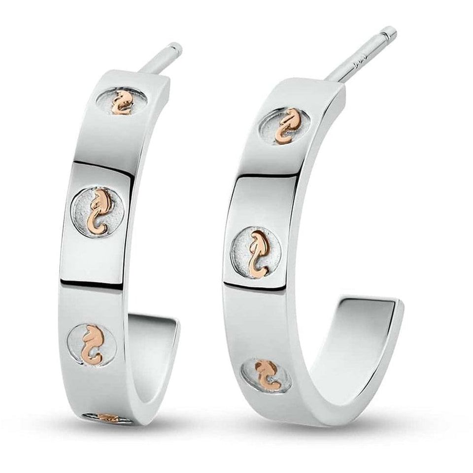 Clogau Ladies Insignia Silver Slim Half Hoop Earrings