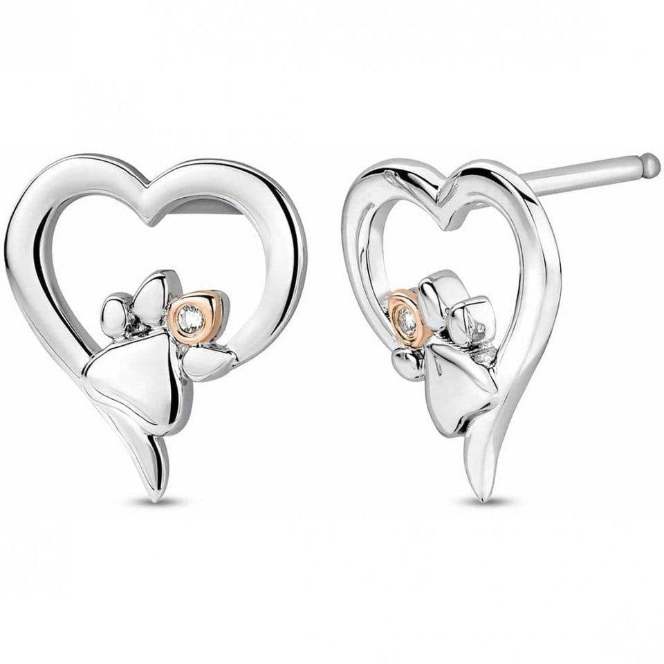 Clogau Ladies Paw Prints Heart Stud Earrings