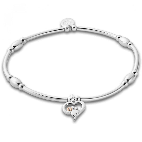 Clogau Ladies Silver Paw Prints Heart Affinity Bracelet