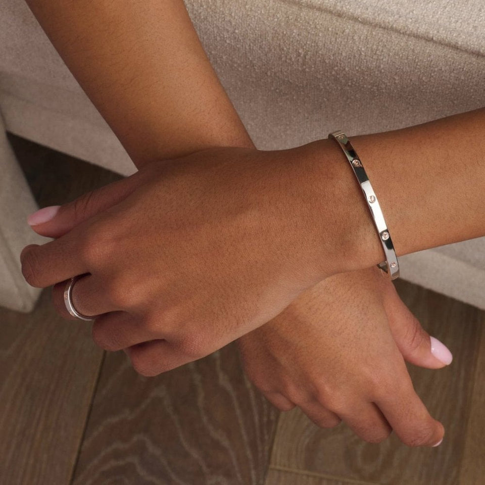 Clogau Ladies Slim Silver Insignia Bangle