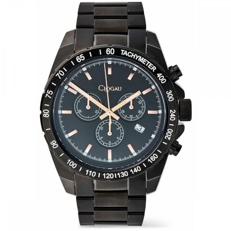 Clogau Men's Black Brenig Chronograph Watch
