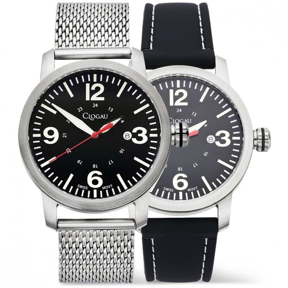 Clogau Men's Elwy Mesh Bracelet & Black Rubber Strap Watch