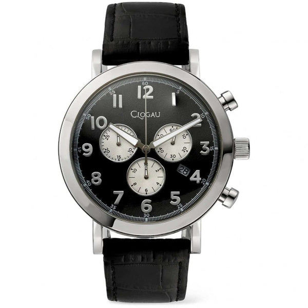 Clogau Men's Gwynant Black Leather Chronograph Watch