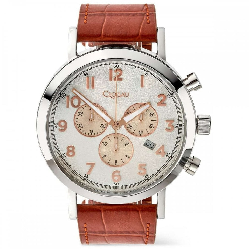 Clogau Men's Gwynant Brown Leather Strap Chronograph Watch