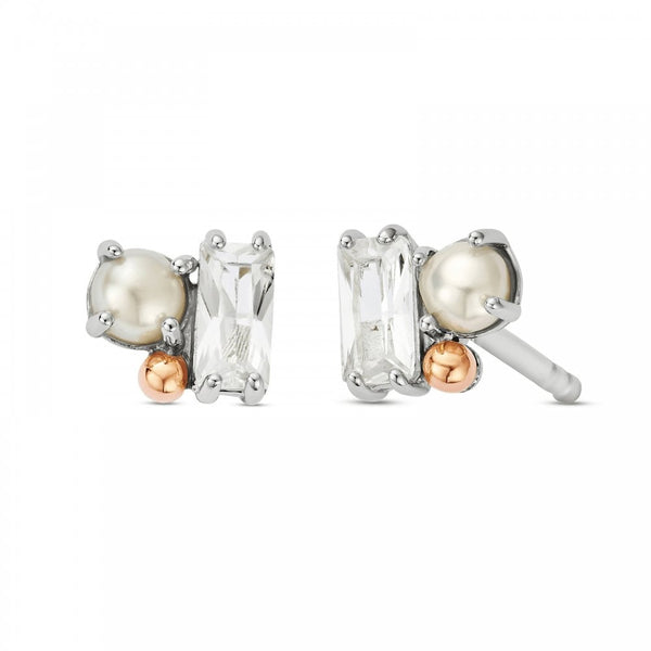 Clogau Nature's Wonder Sterling Silver Beachcomber Cluster Stud Earrings with Topaz & Pearl