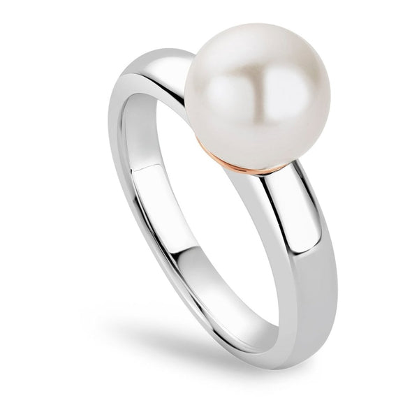 Clogau Nature's Wonder Sterling Silver Beachcomber Ring with Pearl - Size 'N'