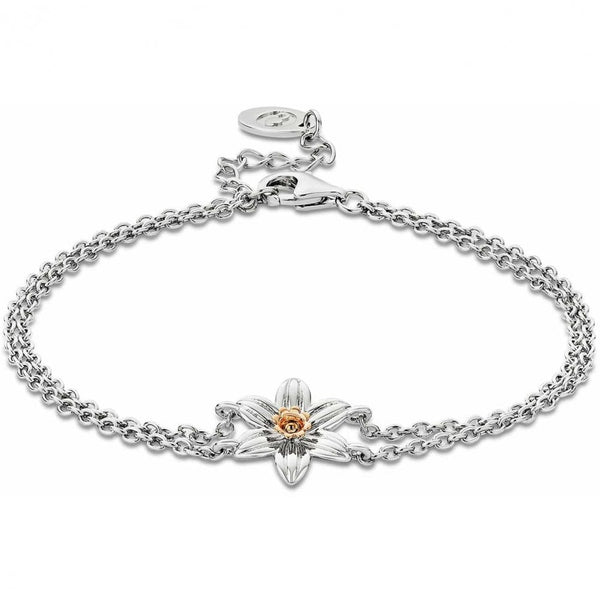 Clogau Nature's Wonder Sterling Silver Daffodil Double-Chain Bracelet