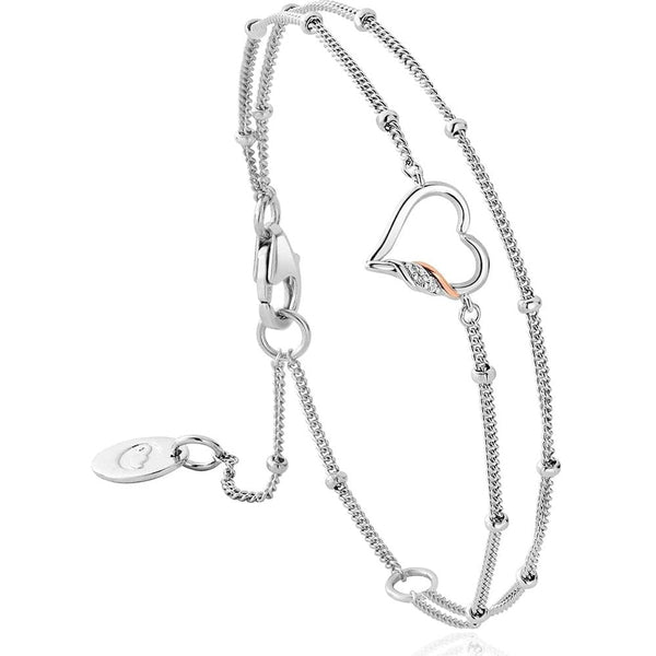 Clogau Past, Present Future Double Heart Chain Bracelet