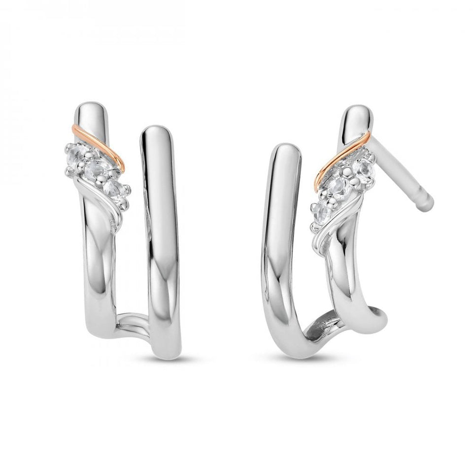 Clogau Past Present Future® Sterling Silver Curve Stud Earrings with Topaz