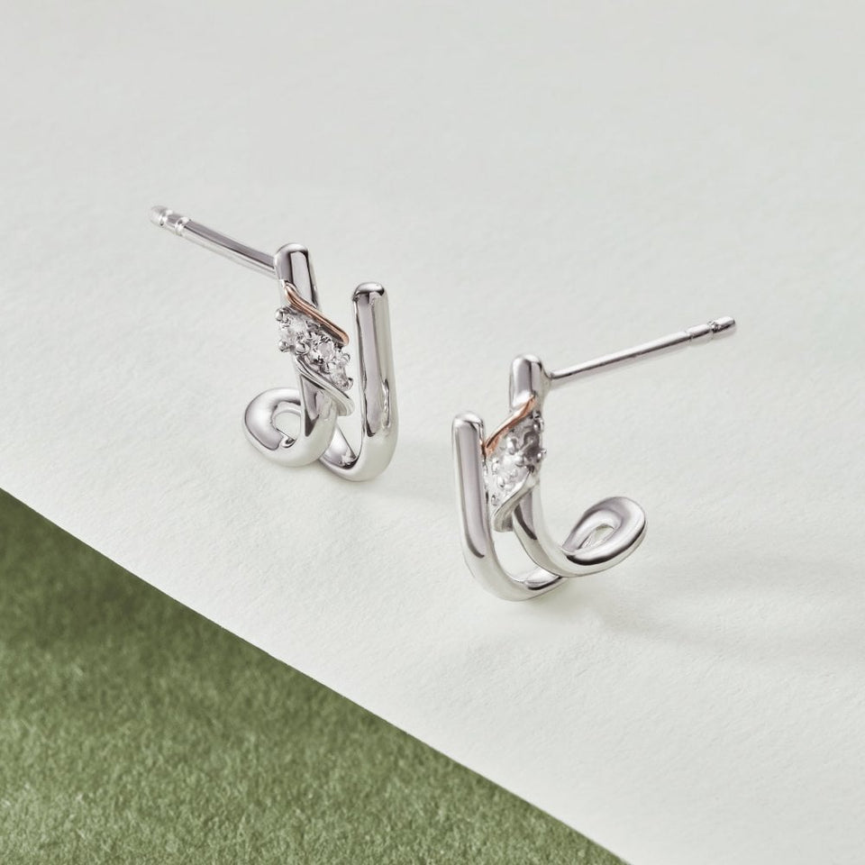Clogau Past Present Future® Sterling Silver Curve Stud Earrings with Topaz
