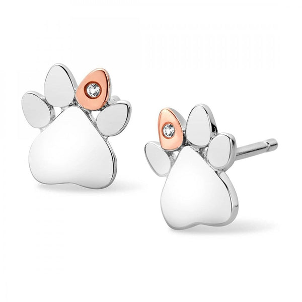 Clogau Paw Prints on My Heart Earring Studs