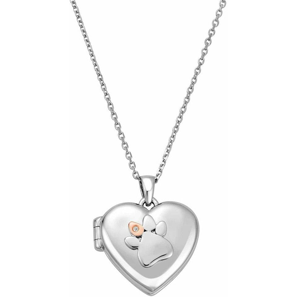 Clogau Paw Prints on My Heart Silver Locket