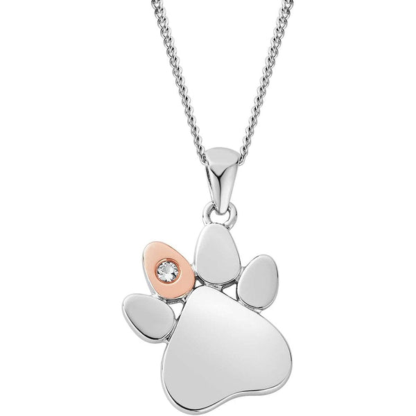 Clogau Paw Prints on My Heart Silver Necklace