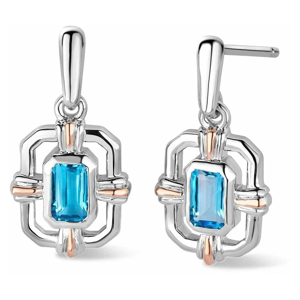 Clogau Royal Clogau® Sterling Silver Gateways Drop-Stud Earrings with Swiss Blue Topaz
